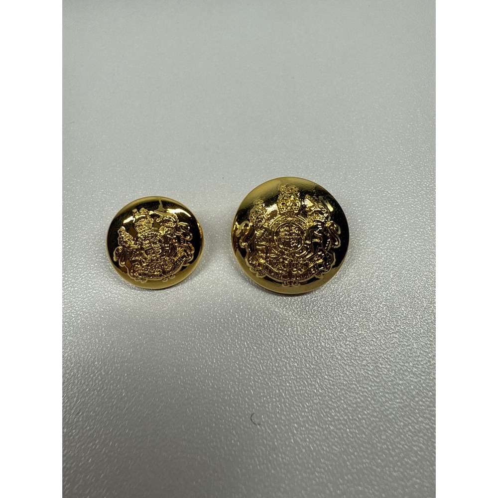 BRAND NEW Ralph Lauren Blazer Buttons Crest Embossed Gold Tone Metal Set of 2 OS